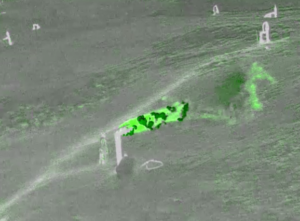 Thermal image of a leak at a methane plant